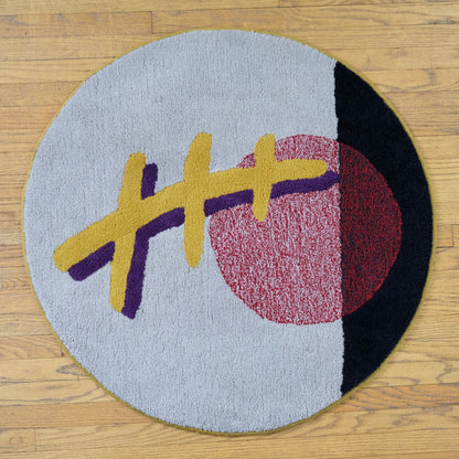 "SUNDAY FOOTBALL" - 36" round Wool Rug