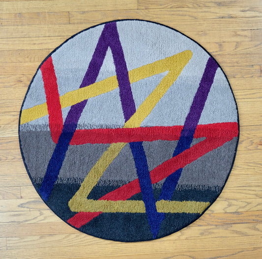 "PIPES" - 36" round Wool Rug